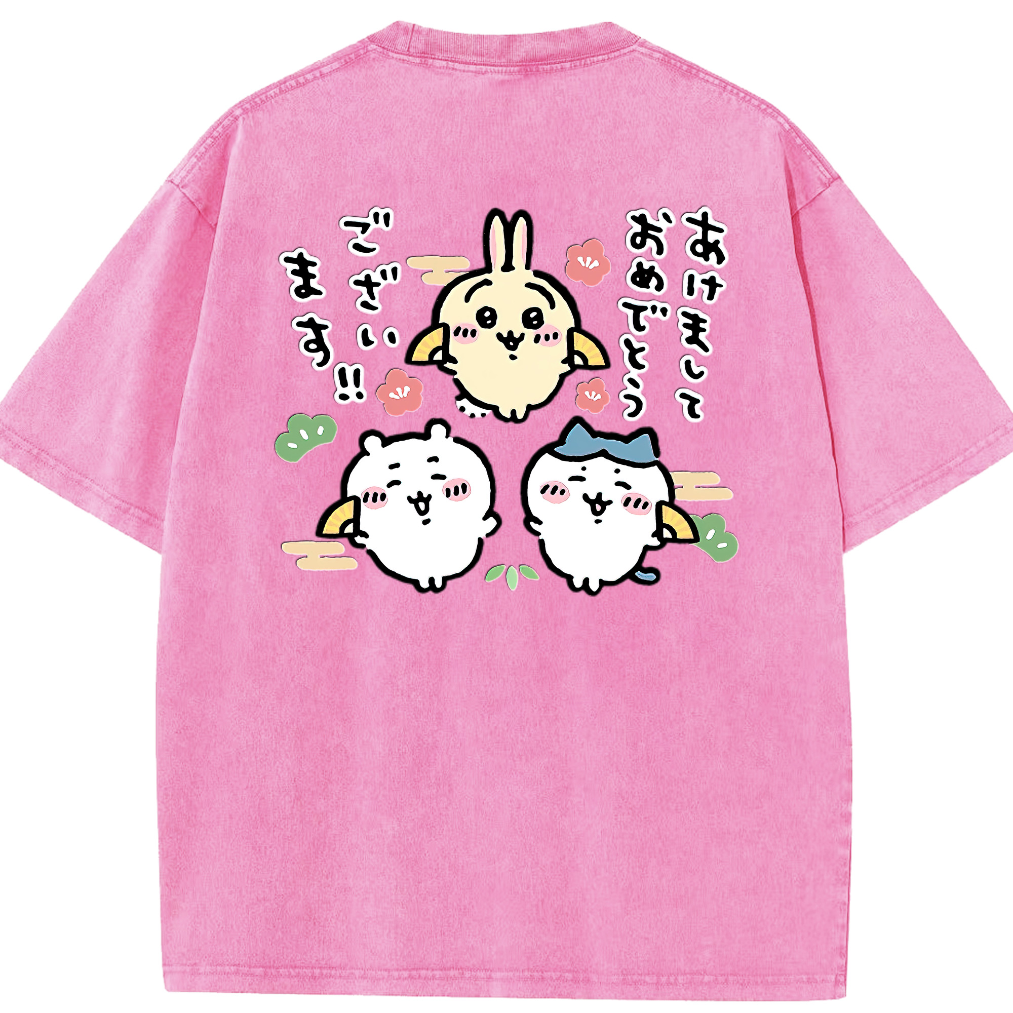 （画像用） ちいかわ ちいかわ Chii-kawa chiikawa 綿100% ヴィンテージ風 半袖Tシャツ（背面プリント）